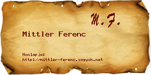 Mittler Ferenc névjegykártya